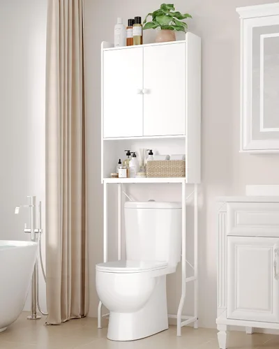 Vista 7 de Kitsure 68.1"H Over Toilet Storage Cabinet, Magnetic Door, Adjustable Shelf Blanco