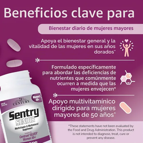 Vista 2 de 21st Century Sentry Senior Women 50 Plus Tablets, 100 unidades (27542)