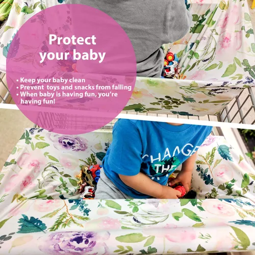 Vista 3 de Pobi Baby Premium - Funda multiusos para lactancia, asiento de automóvil, carrito de compras, silla alta y funda de lactancia, bufanda floral