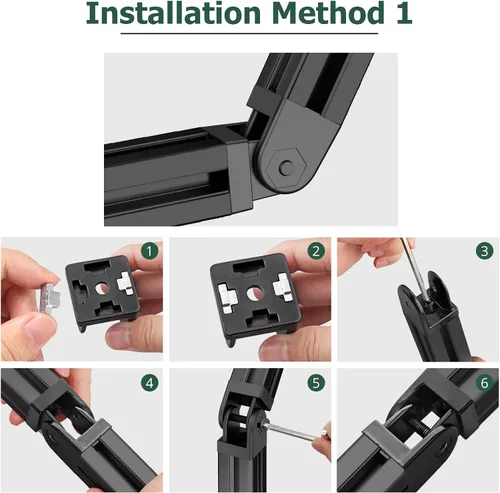 Vista 6 de JiGiU Juego de conectores de perfil de aluminio 3030 de 4 piezas – Conector de tuerca de 8 ángulos con abrazadera de palanca – Junta de marco