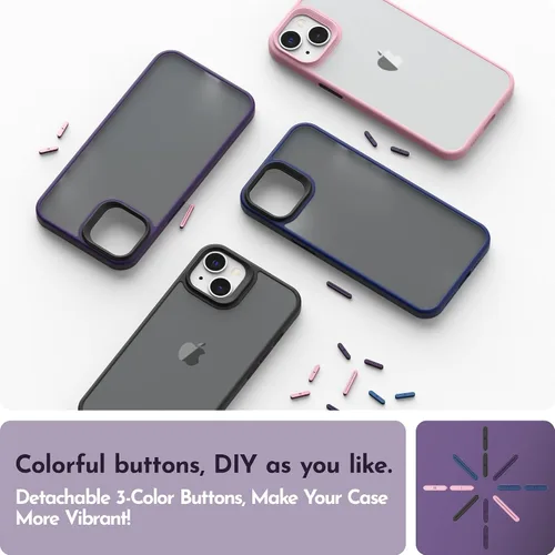 Vista 7 de Funda compatible con iPhone 14 con protector de pantalla, cuerpo completo, a prueba de golpes, con protector de cámara, translúcido mate, funda