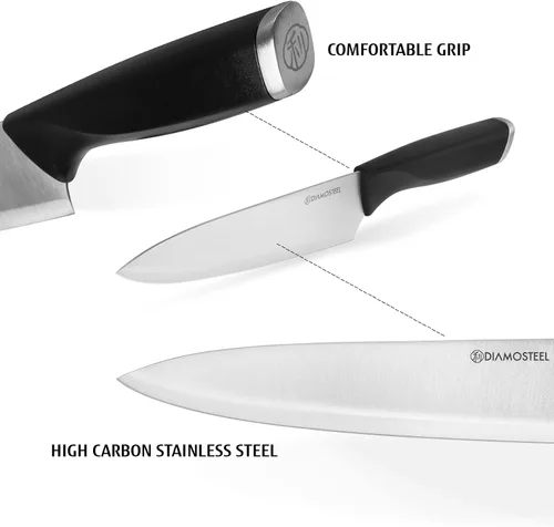 Vista 2 de Juego de cuchillos negros de 6 piezas con tira magnética para pared, juego de cuchillos magnéticos ultra afilados para cocina, apto