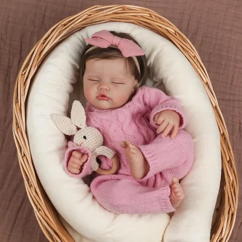 Vista 4 de WOOROY Muñecas realistas de bebé Reborn – Niña recién nacida durmiente de la vida real de 18 pulgadas, muñeca realista con cuerpo suave pesado
