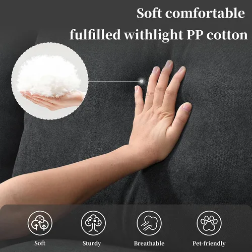 Vista 5 de Tmsan Sofá de nube en forma de L negro de 100.4 pulgadas, sofá modular moderno con diván otomano convertible para sala de estar, apartamento