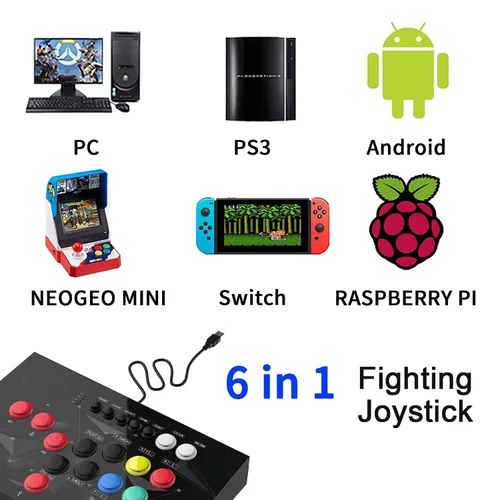 Vista 2 de DOYO Arcade Stick Joystick for home, Arcade fighting Joystick-Durable iron Arcade Fightstick Compatible with PC PS3 SwitchNEOGEO