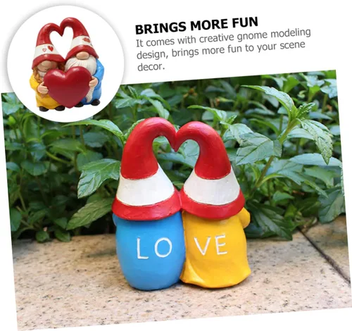 Vista 3 de YARNOW 3pcs Garden Couple Ornaments Wedding Couple Figurines Gnome Sculpture Nomes Gnome Couple Figurine Garden Elf Statue Garden Nome Garden