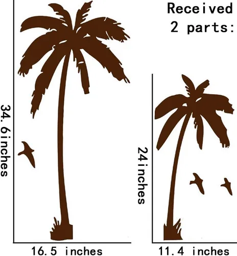 Vista 3 de 2 calcomanías de vinilo para pared, diseño de palmera de coco, pájaros, para sala de estar, escuela, guardería, dormitorio, habitaciones de niños