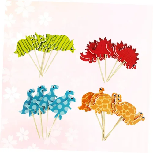 Vista 6 de 96pcs Dinosaur Cake Topper Paper Decor for Boys and Girls Party