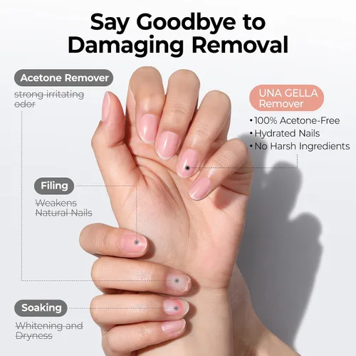 Vista 6 de UNA GELLA Nail Glue Remover for Press On Nails 20ml Pinpoint Acetone-Free Semi Solid Nail Glue Remover for Nail Tips, Gentle GLUE Remover with