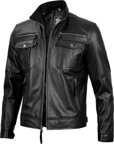 Vista 24 de Blingsoul Real Lambskin Leather Jacket Men - Chaquetas de cuero para Hombres