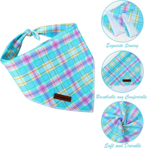 Vista 2 de MR. CHUBBYFACE Pañuelos azules con rayas para perros, reversibles, baberos triangulares, bufanda, accesorios para perros, gatos, mascotas