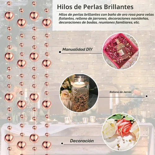Vista 4 de 50 piezas de decoración de mesa de centro de mesa, relleno de perlas sintéticas de 13 pulgadas para velas flotantes, bodas, comedor, fiesta, centros