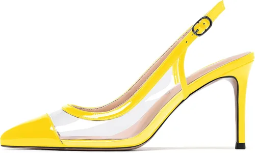 Vista 2 de WAYDERNS Zapatos de tacón alto de tacón alto con hebilla sólida de PVC para mujer