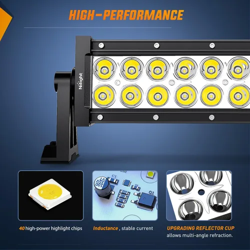 Vista 3 de Nilight - Barra de luz LED de 36W, luces LED de foco, barra de luces antiniebla para manejo todoterreno