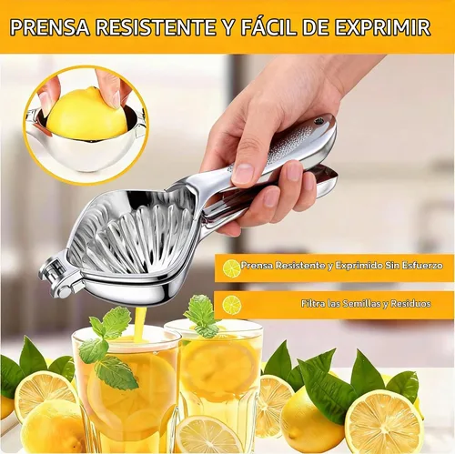 Vista 2 de Exprimidor de limón grande, exprimidor de limón de acero inoxidable, exprimidor manual para limón, cítricos, naranja, uva y lima