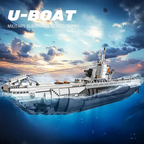Vista 2 de Reobrix U-Boat - Juego de construcción de submarino militar, kit de modelo de submarino militar para adultos, historia de la Segunda Guerra Mundial
