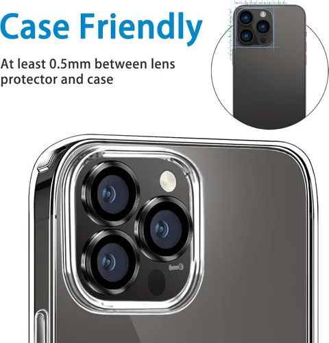 Vista 5 de Compatible con iPhone 15 Pro/iPhone 15 Pro Max, protector de lente antiarañazos, protector de lente de vidrio templado 9H, protector de pantalla