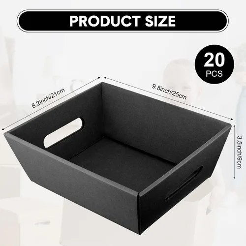 Vista 2 de Fainne - 20 cestas de regalo vacías con asas de 10 x 8 pulgadas, cestas de cartón kraft vacías a granel para recuerdos de fiesta, cumpleaños, boda