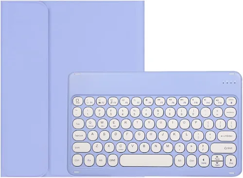 Vista 7 de Bonita funda de teclado compatible con iPad de 9ª, 8ª, 7ª generación de 10.2 pulgadas, Air 3ª generación/Pro de 10.5 pulgadas, funda de teclado rojo