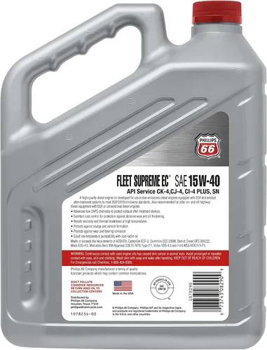Vista 3 de 1078290 Aceite de motor diesel (Fleet Supreme EC- API CK-4 15W40-1 galón), 128 onzas líquidas, 1 paquete