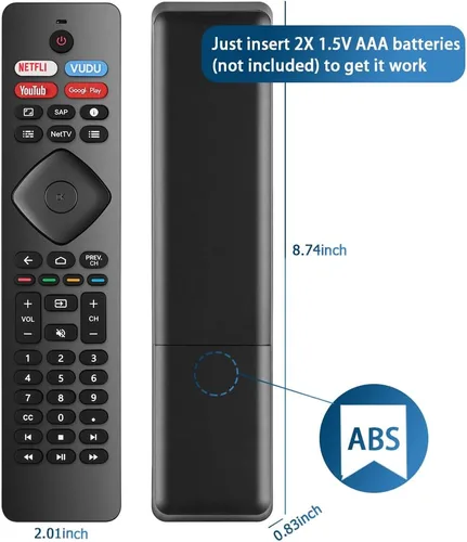 Vista 6 de Paquete de 2: repuesto para control remoto Philips Smart TV, compatible con televisores inteligentes Android Philips-4K UHD
