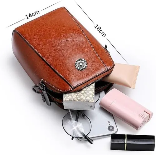 Vista 5 de Bolsa vertical para teléfono celular, bolsos cruzados de cuero y embragues, bolsos cruzados para mujer, bolso de mensajero retro