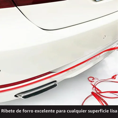 Vista 4 de 16 pies de sólido rojo para coche y moto autoadhesivo recortar exterior e interior Universal salpicadero parachoques ventana puerta lateral