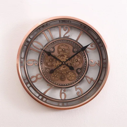Vista 8 de INFINITY TIME Relojes de pared con engranaje móvil de 21 pulgadas para decoración de sala de estar, cobre SIilent Non Ticking, Arabic Numeral
