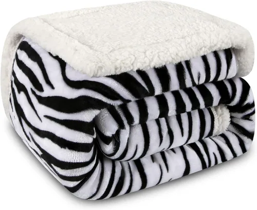 Vista 11 de MACEVIA Manta Decorativa de Forro Polar Sherpa para Sofá, Manta de Cebra 3D, Mullida, Gruesa, Cálida, Reversible, Acogedora, Cómoda, Súper Suave