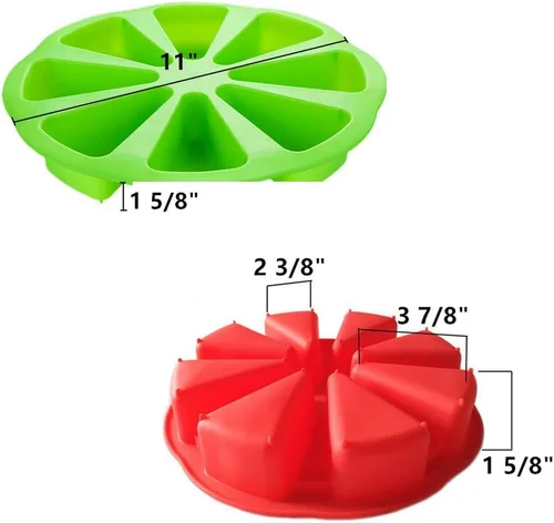 Vista 2 de Paquete de 2 moldes de silicona para hornear, molde triangular para tartas DIY/8 cavidades de silicona, molde para rebanadas de pasteles, moldes