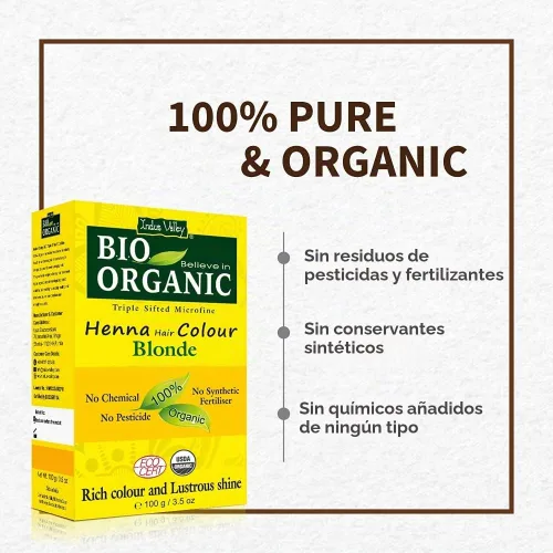 Vista 5 de Indus Valley Bio - Tinte natural orgánico para el cabello de henna para mujeres, rubio, 3.53 onzas, 100% cobertura de canas y tinte de cabello