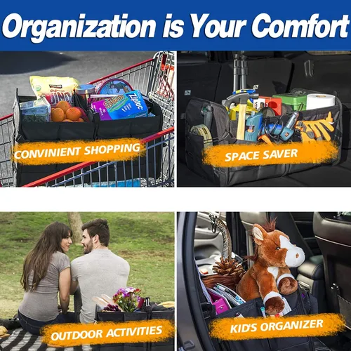 Vista 7 de Organizadores y almacenamiento para maletero de automóvil, resistente, impermeable, duradero, plegable, multiresistente, parte inferior