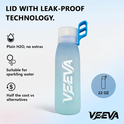 Vista 4 de VEEVA Botella de agua perfumada (34 onzas) con 3 cápsulas aromáticas + pajita. A prueba de fugas, sin BPA, funciona con carbonatación. Perfecta