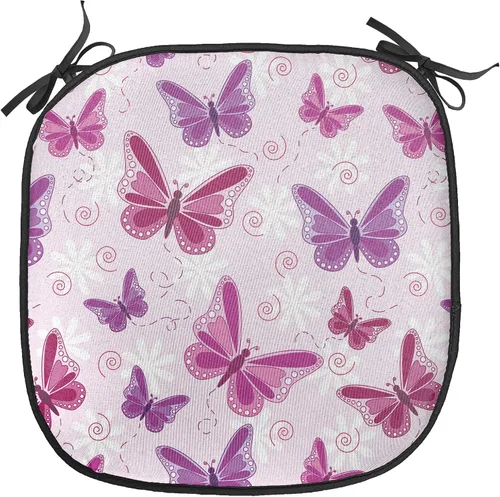 Vista 217 de Ambesonne Cojín de asiento para silla de flores, detalles florales con hojas y remolinos, estampado artístico romántico y vívido y vibrante