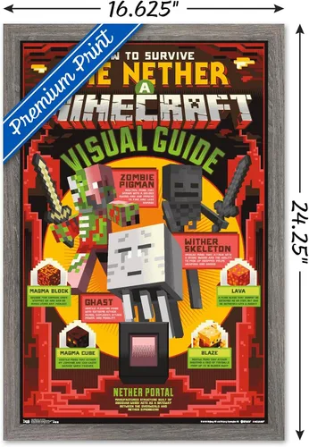 Vista 3 de Trends International Minecraft - Póster de The Nether Wall, 14.725 x 22.375 pulgadas, versión enmarcada de madera de granero