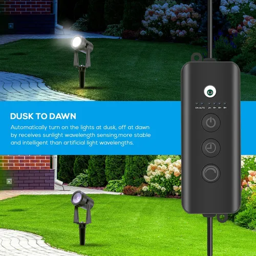 Vista 6 de SUNTHIN Iluminación de Paisaje Exterior con Controlador de Sensor de Anochecer a Amanecer, Paquete de 4