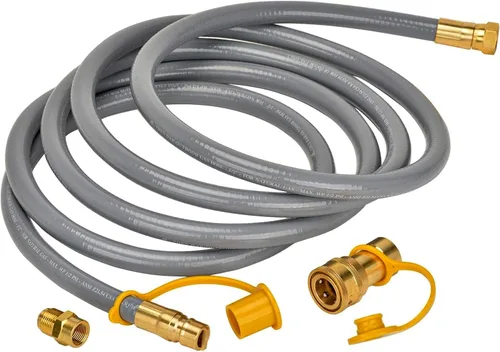 Vista 3 de only fire - Manguera de gas natural de 12 pies y 1/2 pulgada de diámetro interno con conjunto de accesorios de conexión rápida para aparatos de baja