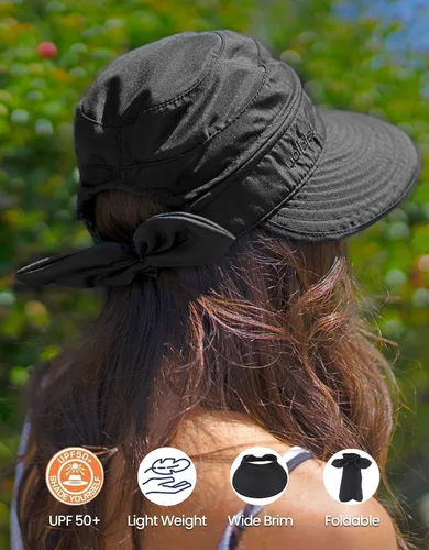 Vista 4 de Simplicity Sombreros para mujer UPF 50+ UV protector solar convertible visera sombrero