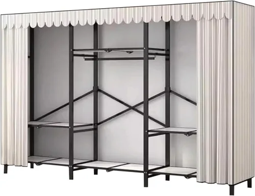 Vista 10 de large closets Folding Closet with Cloth Cover Clothes Closet Portable Wardrobe Closet Metal Iron Frame Closets for Bedroom Large Closet Space-saving