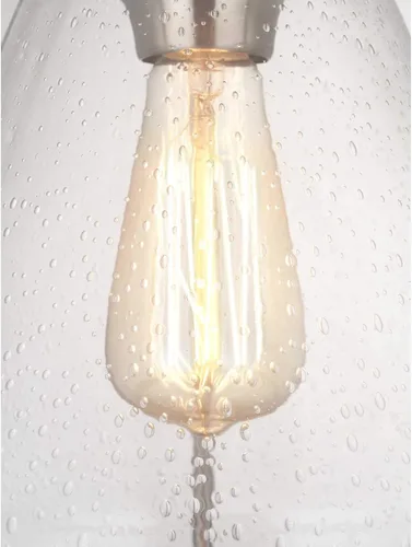 Vista 5 de Range Collection - Lámpara colgante costera de cristal transparente con semillas, níquel cepillado