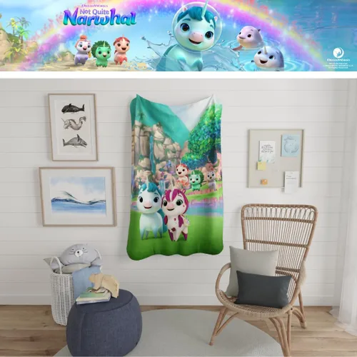 Vista 7 de DreamWorks Not Quite Narwhal - Manta de microvisón de felpa súper suave, 46 x 60 pulgadas, (producto oficial con licencia) por Franco