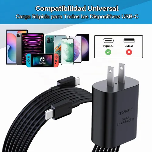 Vista 6 de Cargador súper rápido de 25 W, cargador de pared tipo C con cable de 6.7 pies de largo compatible con Samsung Galaxy S23 Ultra/S23/S23+/S22/S22