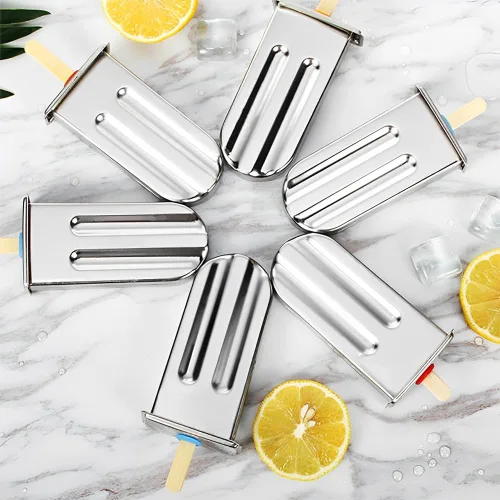 Vista 7 de Molde de paletas de acero inoxidable 304 con base de soporte, 6 unidades DIY Casero Frozen Lolly Maker, Molde de Palillo de Helado de Fruta, Molde