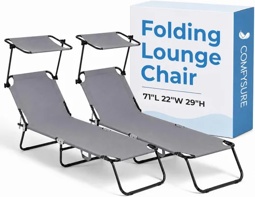 Vista 7 de ComfySure Sillón plegable para exteriores con dosel, silla de playa portátil y ajustable, 5 posiciones, asas de transporte, tela 600D, capacidad