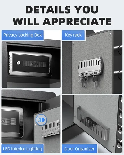 Vista 4 de DAYI Caja fuerte, caja fuerte de 4.0 pies cúbicos para el hogar con teclado digital, alarma dual y bolsa ignífuga, caja fuerte de seguridad