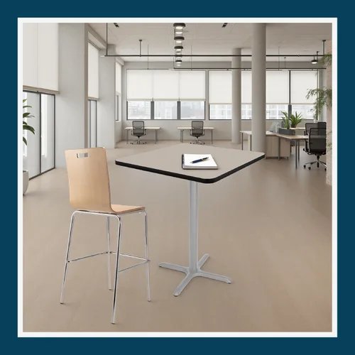 Vista 2 de OEF Furnishings Mesa de café – Base en X, 42 pulgadas de altura, parte superior cuadrada de 36 pulgadas, nebulosa gris/marco gris – Mesa de bistró