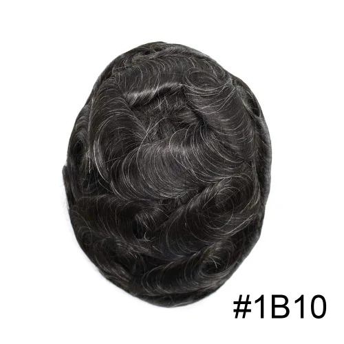 Vista 2 de Toupee para hombres Unidad de cabello para hombre, piezas de cabello humano europeo, 0.002 in, piel ultra fina, sistemas de reemplazo de cabello
