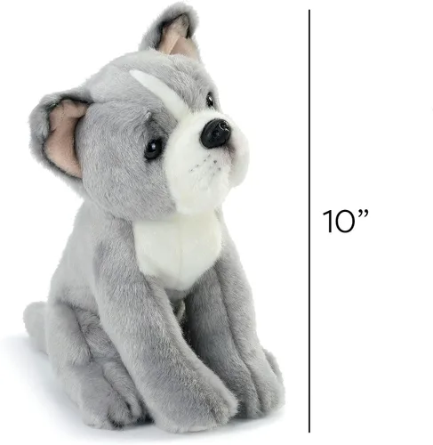 Vista 4 de DEMDACO Pittie Mix Rescue Breed Dog - Figura de peluche gris de 10 pulgadas