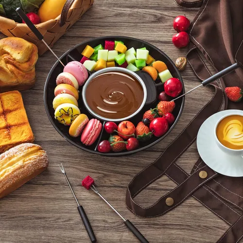 Vista 6 de Lallisa Juego de ollas de fondue eléctricas, kit de fondue de chocolate, máquina de fondue eléctrica, bandejas de servir desmontables con 4