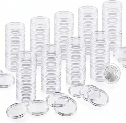 Vista 9 de 50 unidades de moneda de dólar de plata de 1.598 in, soportes de cápsula de barra de plata para barra de colección, redondo